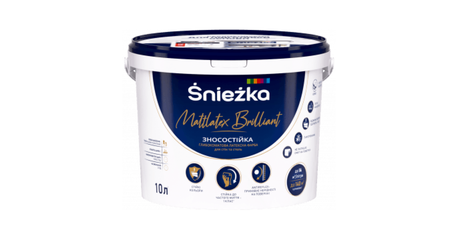 Фарба латексна для стін і стель Sniezka Mattlatex Brilliant глибокоматова зносостійка, 1.37 кг