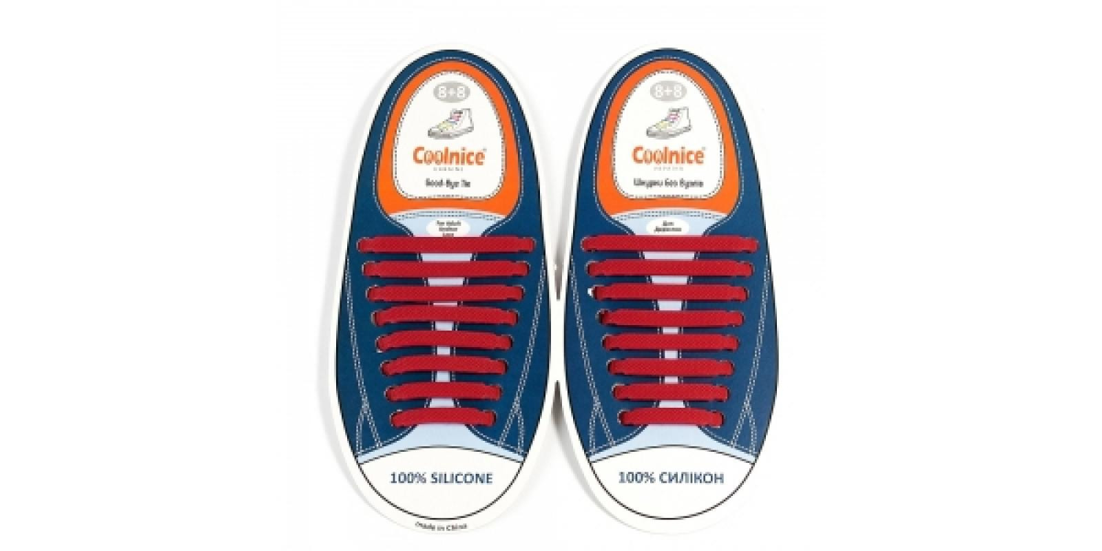 Силиконовые шнурки Coolnice 8+8 цв. Бордовый Силиконовые шнурки Coolnice 8+8 цв. Бордовый