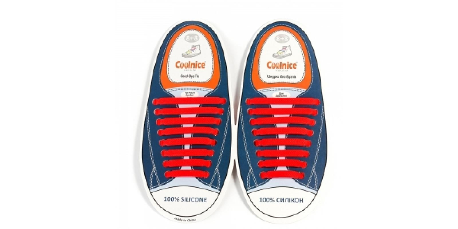 Силиконовые шнурки Coolnice 8+8 цв. Красный Силиконовые шнурки Coolnice 8+8 цв. Красный