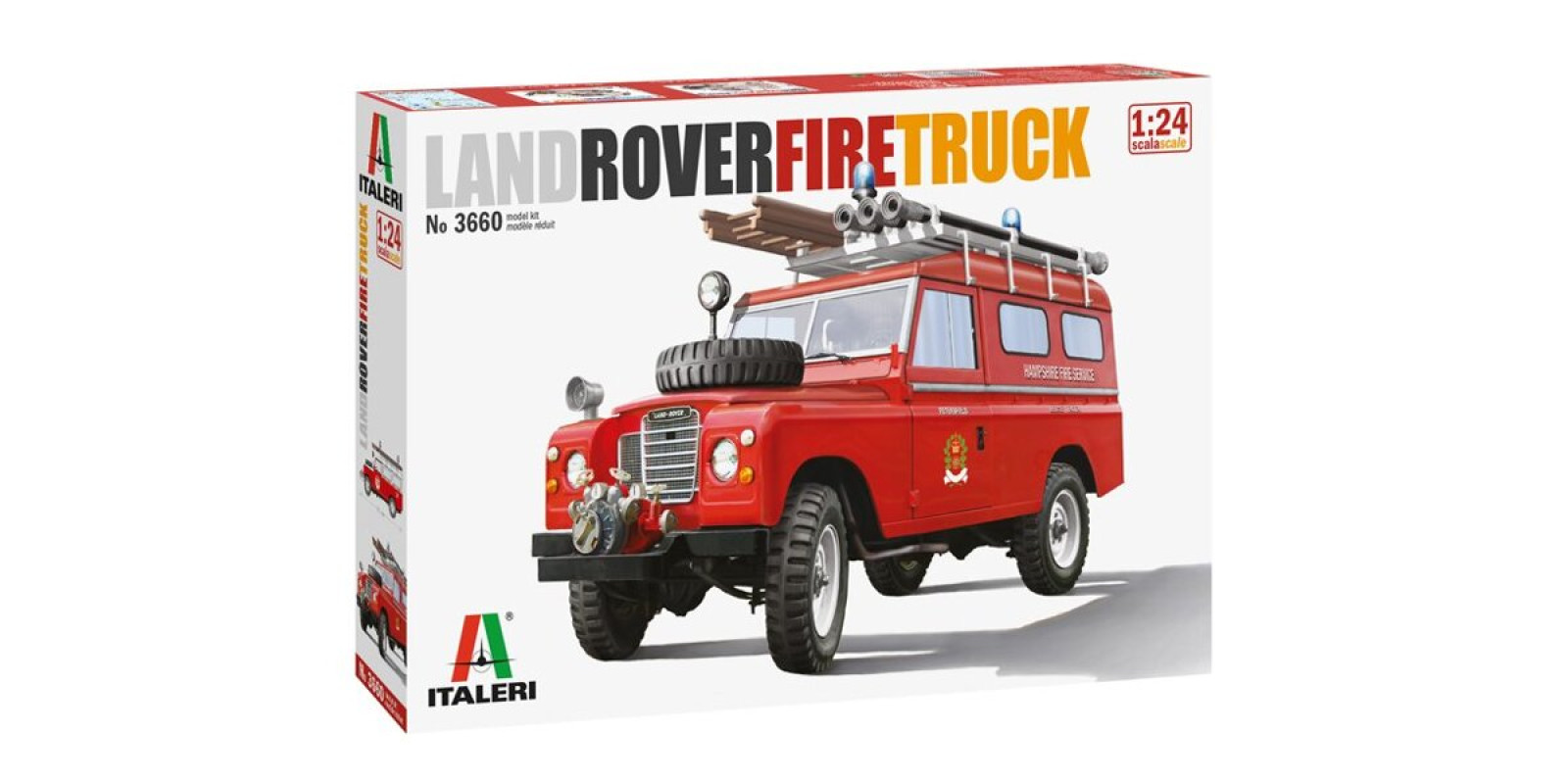 Land Rover Fire Truck. Збірна модель пожежного автомобіля у масштабі 1/24. ITALERI 3660