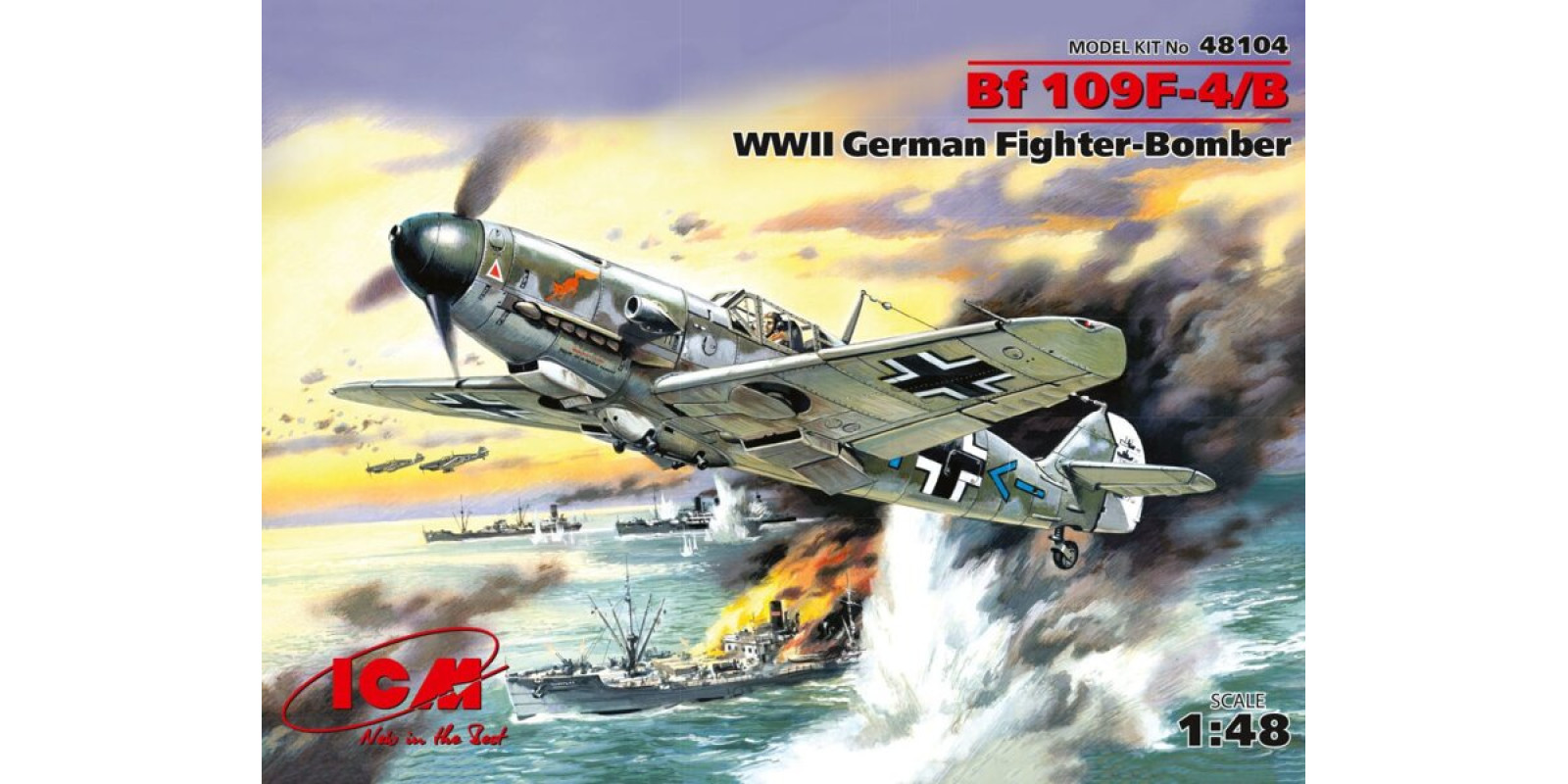 Німецький винищувач Messerchmitt Bf 109F-4/B. 1/48 ICM 48104 Німецький винищувач Messerchmitt Bf 109F-4/B. 1/48 ICM 48104