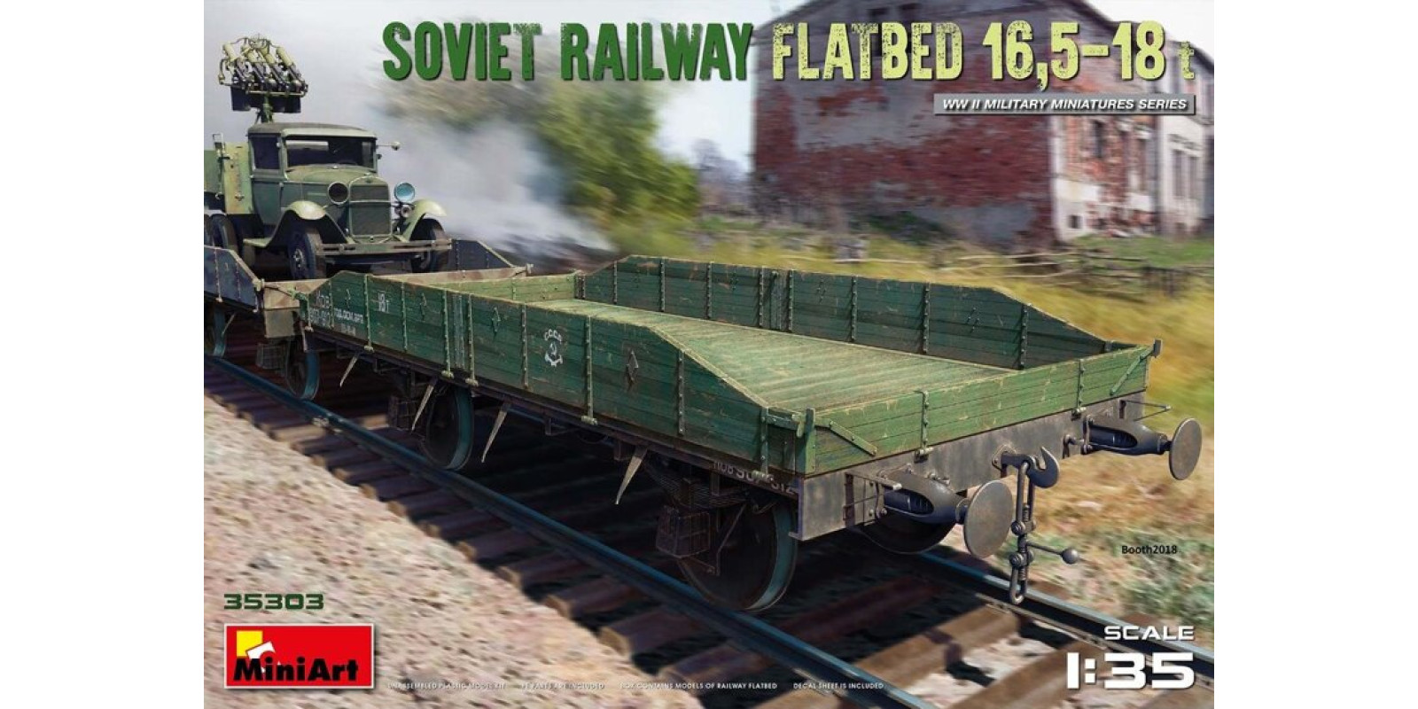 Советская железнодорожная платформа 16,5-18 т. Сборная модель в масштабе 1/35. MINIART 35303