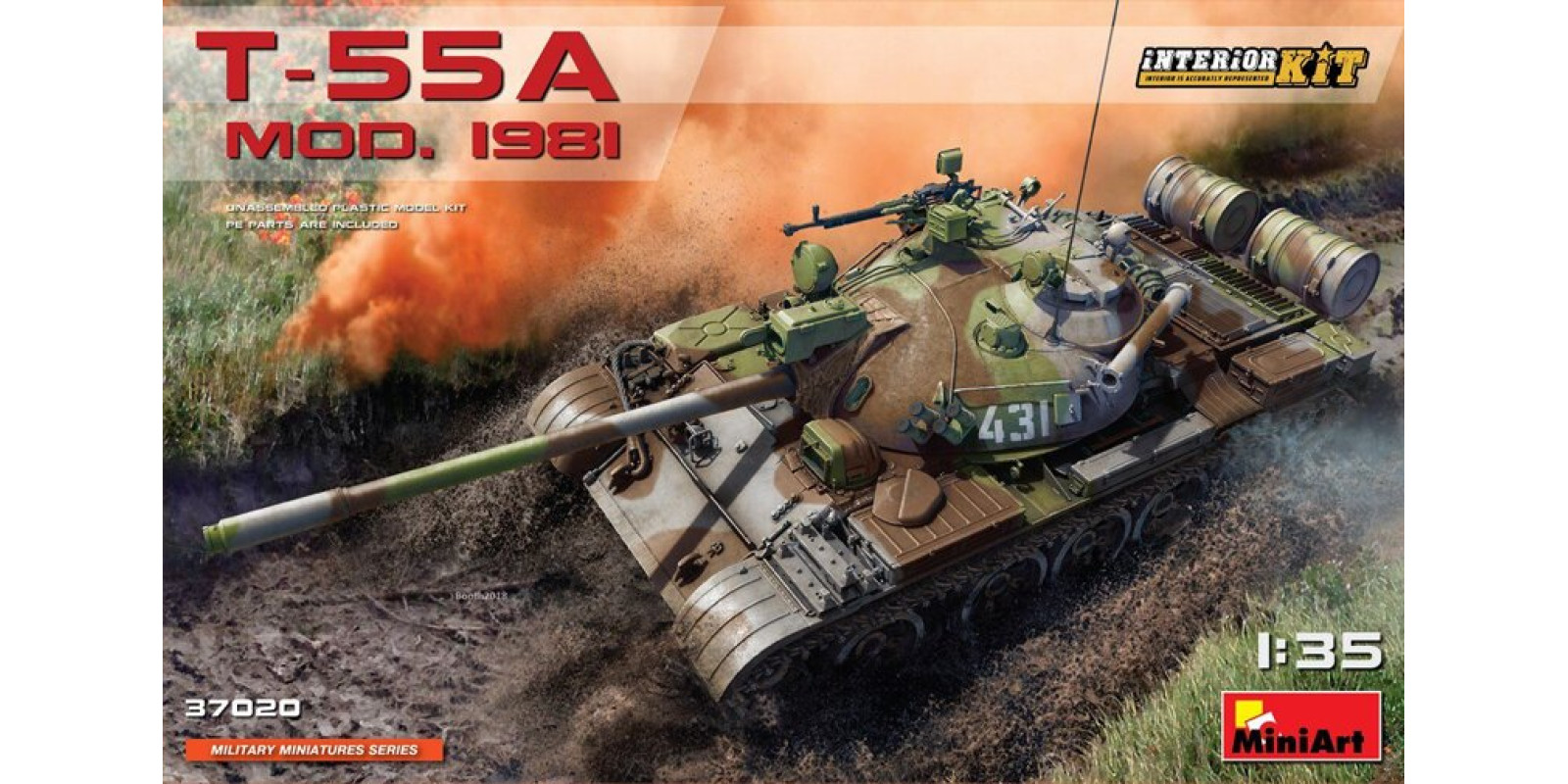 T-55A мод. 1981г. с интерьером. Сборная модель танка в масштабе 1/35. MINIART 37020