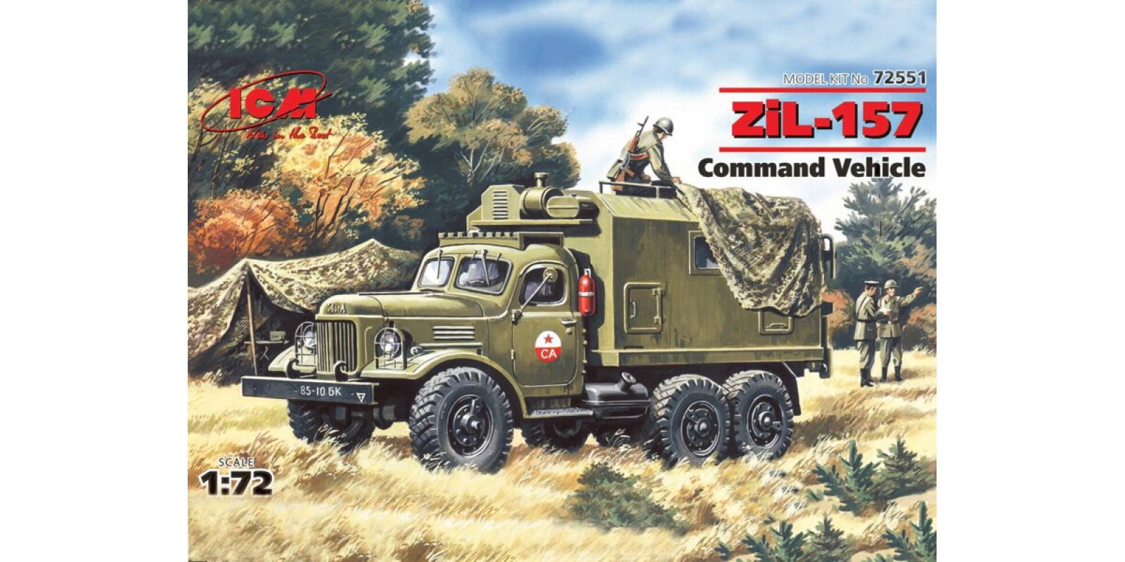 ЗиЛ-157 командный пункт. Сборная модель автомобиля в масштабе 1/72. ICM 72551