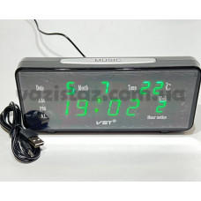 Часы музыкальные настольные электронные + термометр + календарь VST-763 WX4 от USB зеленая подсветка Часы музыкальные настольные электронные + термометр + календарь VST-763 WX4 от USB зеленая подсветка