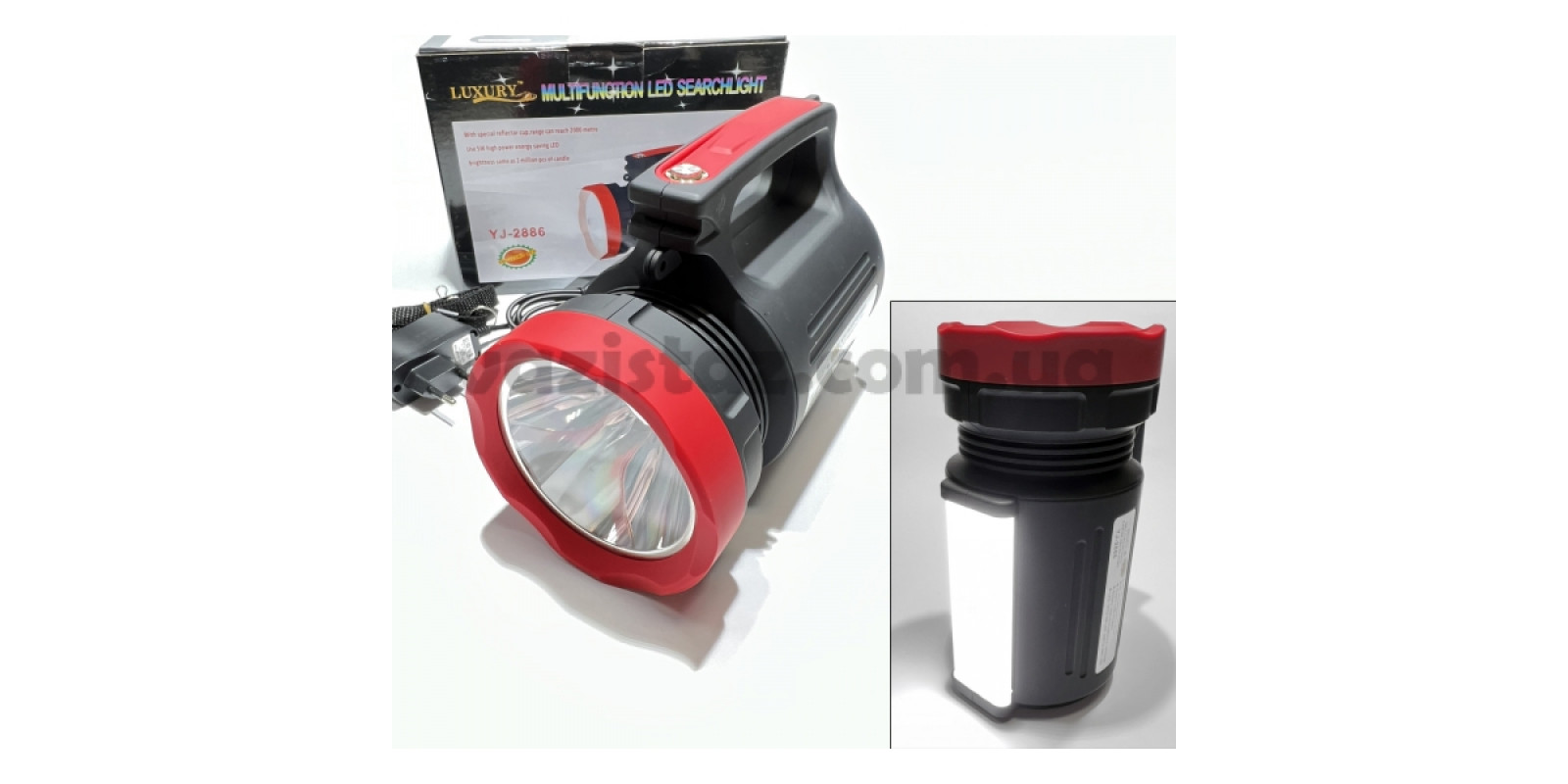 Переносной ручной фонарь Yajia YJ-2886 яркий 5W+22SMD, ЗУ 220В, встроенный аккумулятор, Power Bank