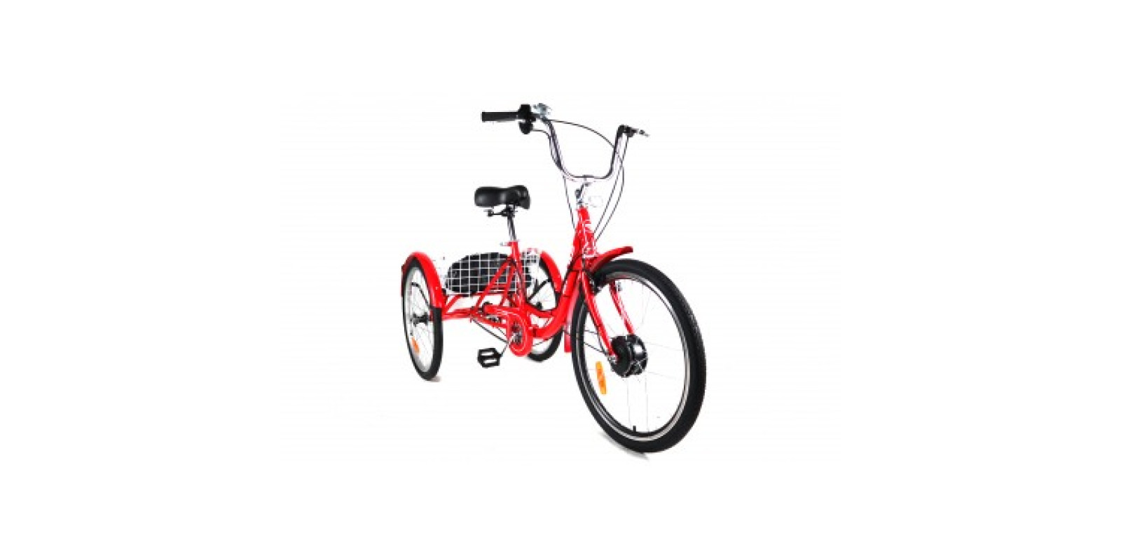 Трёхколесный Электровелосипед СARGO CITY BIKE 13А литий ионный АКБ с корзиной КРАСНЫЙ