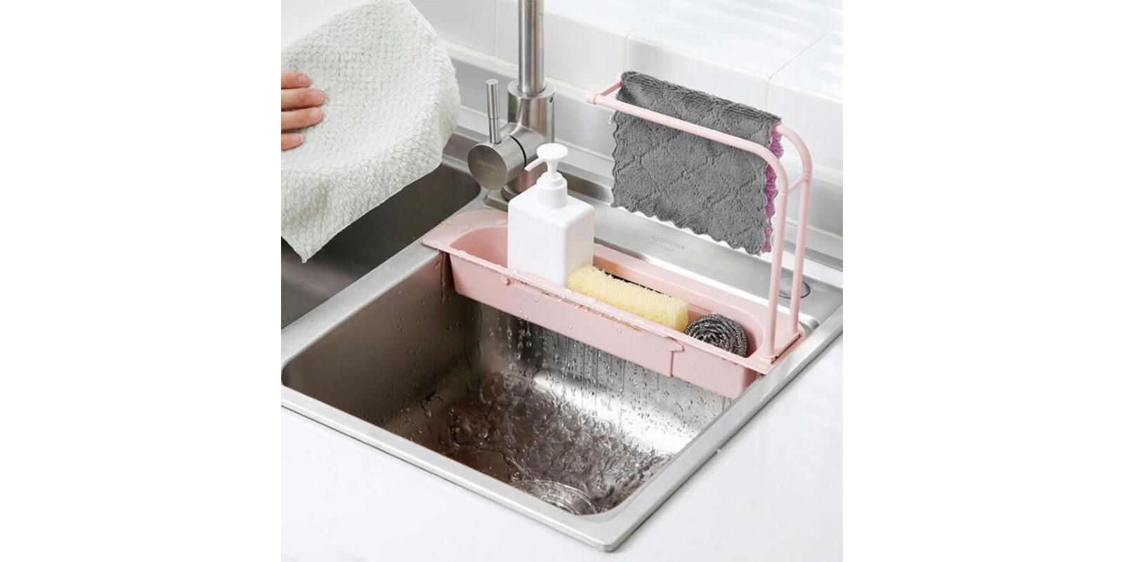 Органайзер для кухонной раковины Sink Holder розовый