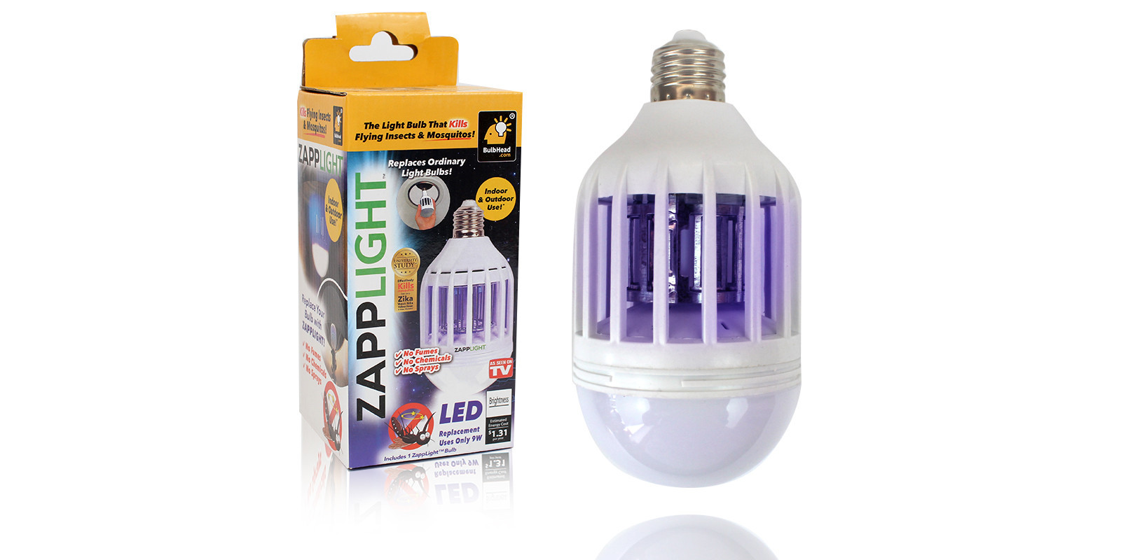 Светодиодная противомоскитная лампа 2 в 1 Zapp Light / лампочка уничтожитель насекомых