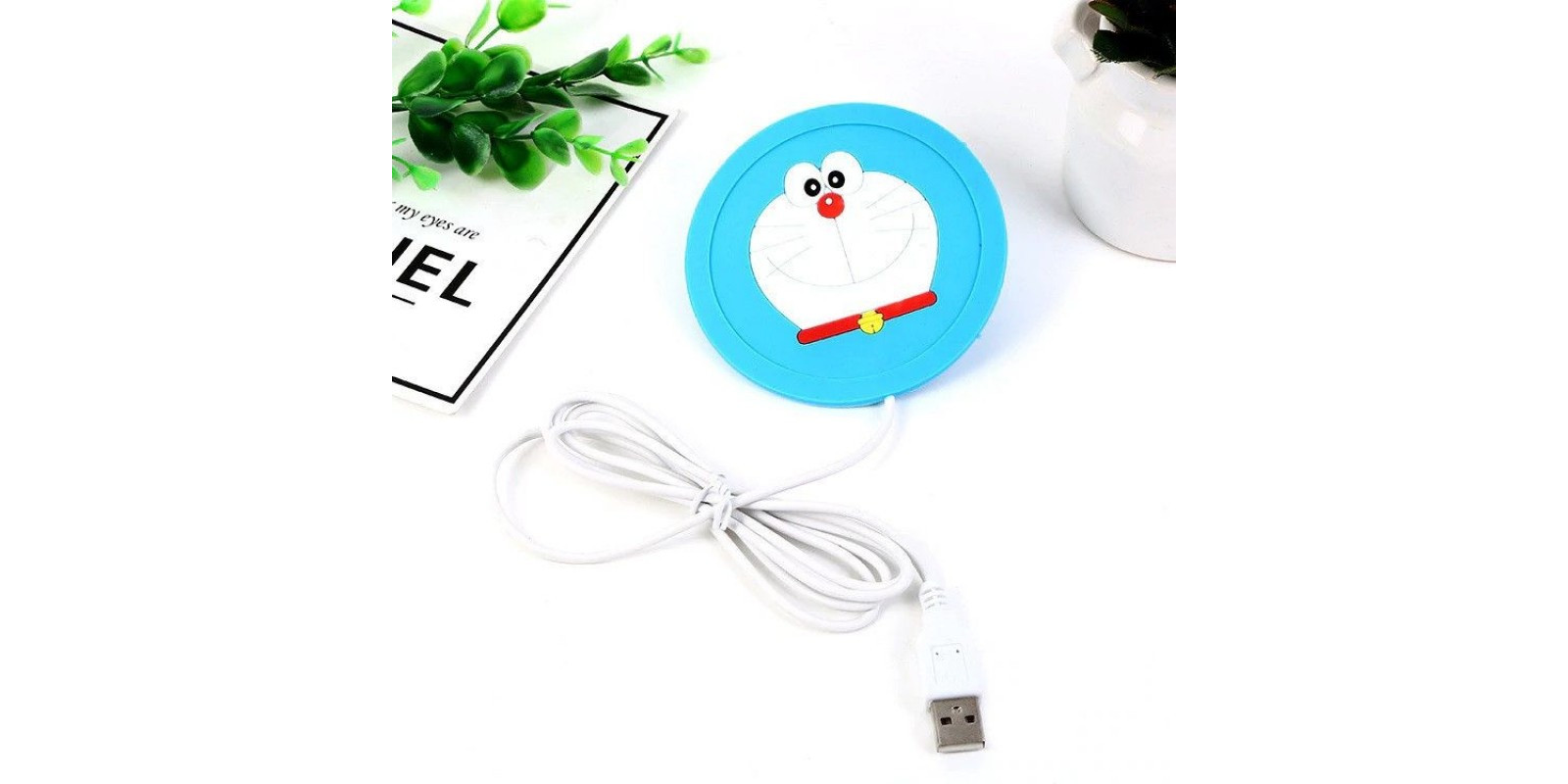 Силиконовая USB подставка для чашки с подогревом Coaster Pad (под чашку кружку) Dora голубая