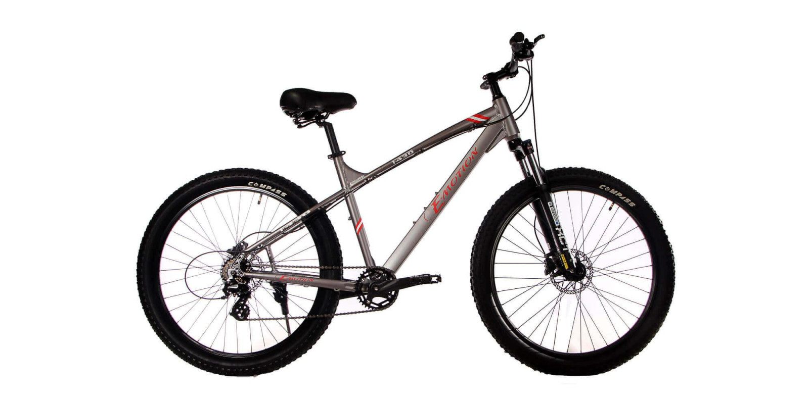 Велосипед E-motion MTB F430 27,5" х 3" / рама 19" сіро-червоний