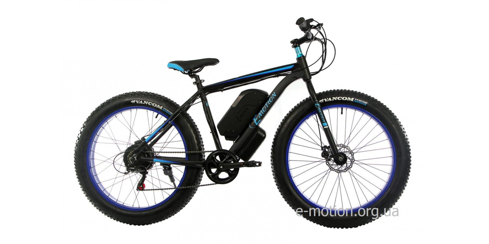 Електровелосипед етбайк E-motion Fatbike GT 48V 16Ah 1000W чорно-синій Електровелосипед етбайк E-motion Fatbike GT 48V 16Ah 1000W чорно-синій