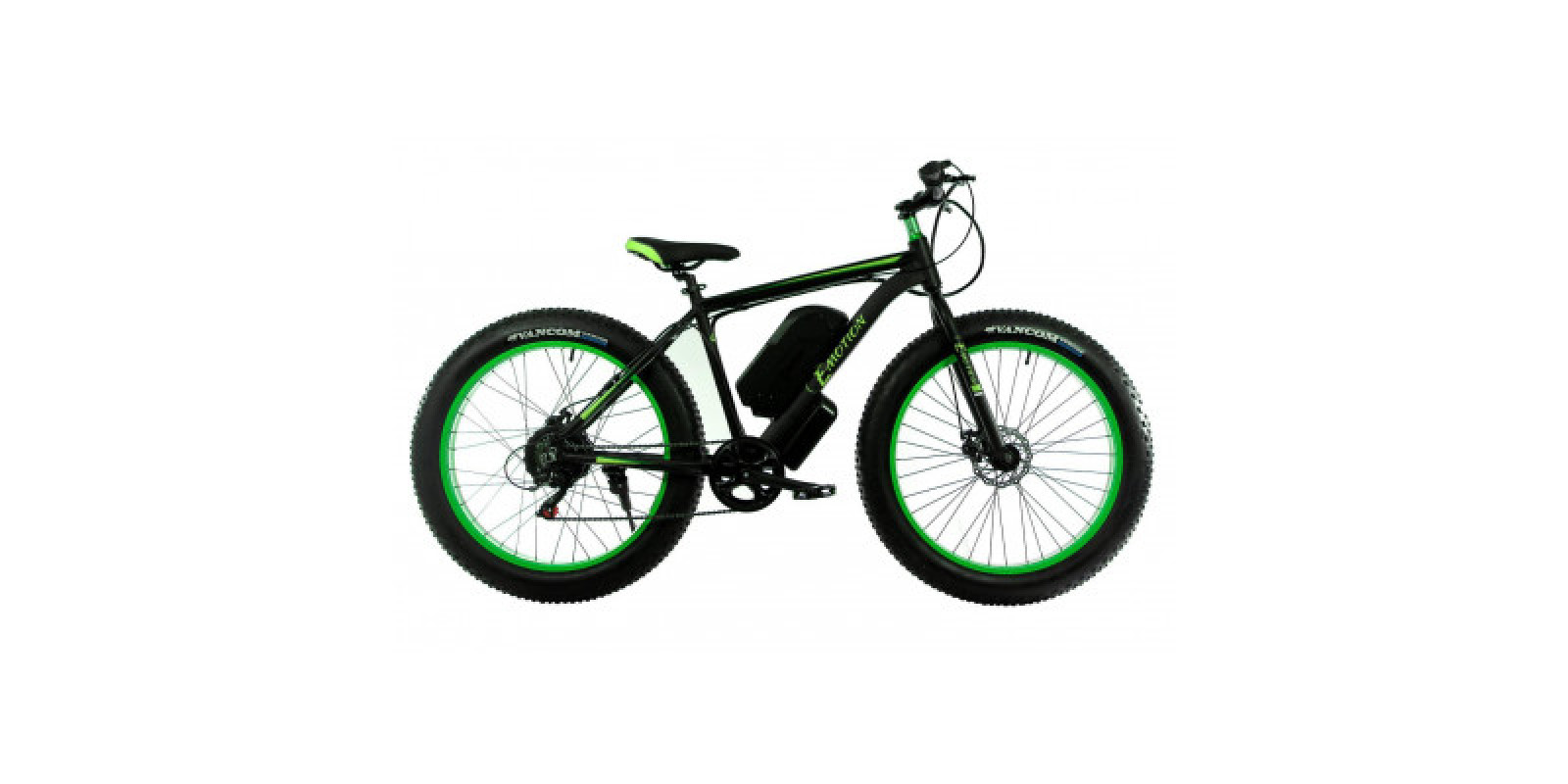 Электровелосипед E-motion Fatbike GT 48v 16Ah 1000W c гидравлическими тормозами чёрно-зелёный