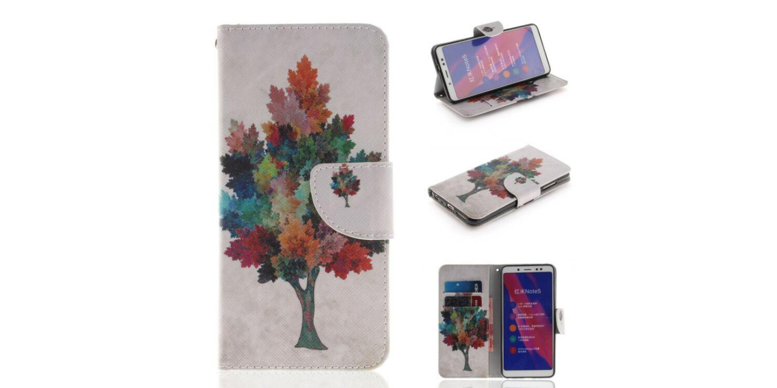 Чохол-книжка Deexe Color Wallet для Xiaomi Redmi Note 5 Pro - Colorful Tree