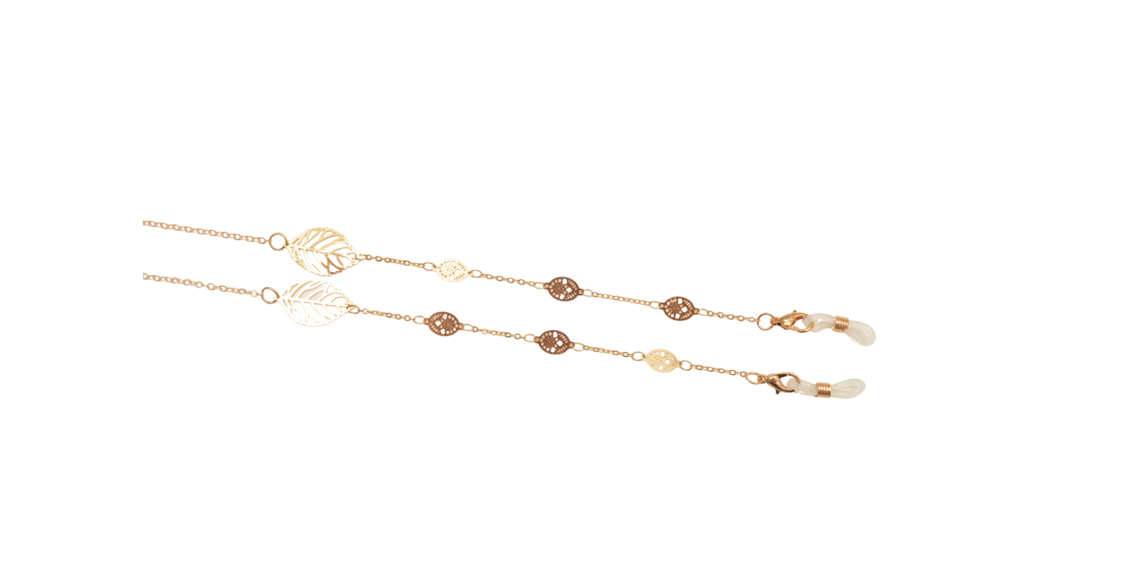 Цепочка золотистая с листом и медальоном WH027, 75 см
