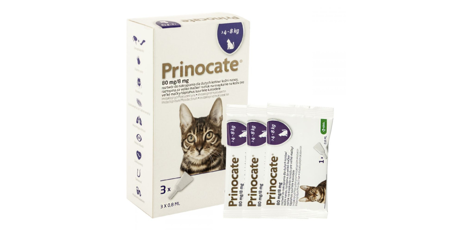 Prinocate Капли от блох и клещей для кошек весом от 4 до 8 кг Prinocate Капли от блох и клещей для кошек весом от 4 до 8 кг