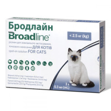 Broadline spot-on Cat (Бродлайн) Капли на холку для кошек до 2,5 кг от блох и клещей Broadline spot-on Cat (Бродлайн) Капли на холку для кошек до 2,5 кг от блох и клещей