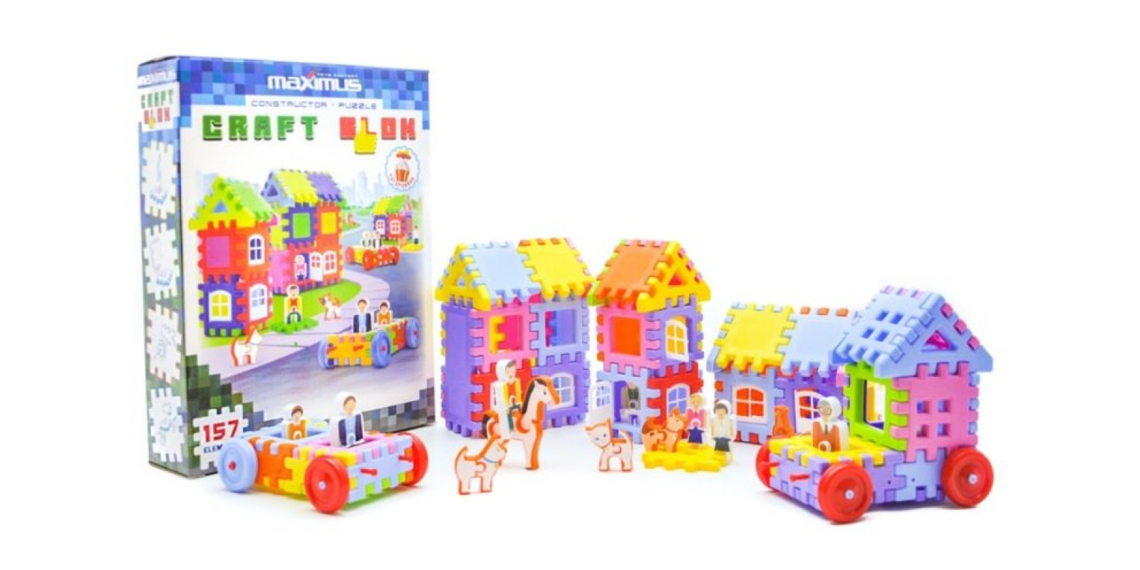Конструктор Craft Blok 157 элементов с наклейками Конструктор Craft Blok 157 элементов с наклейками