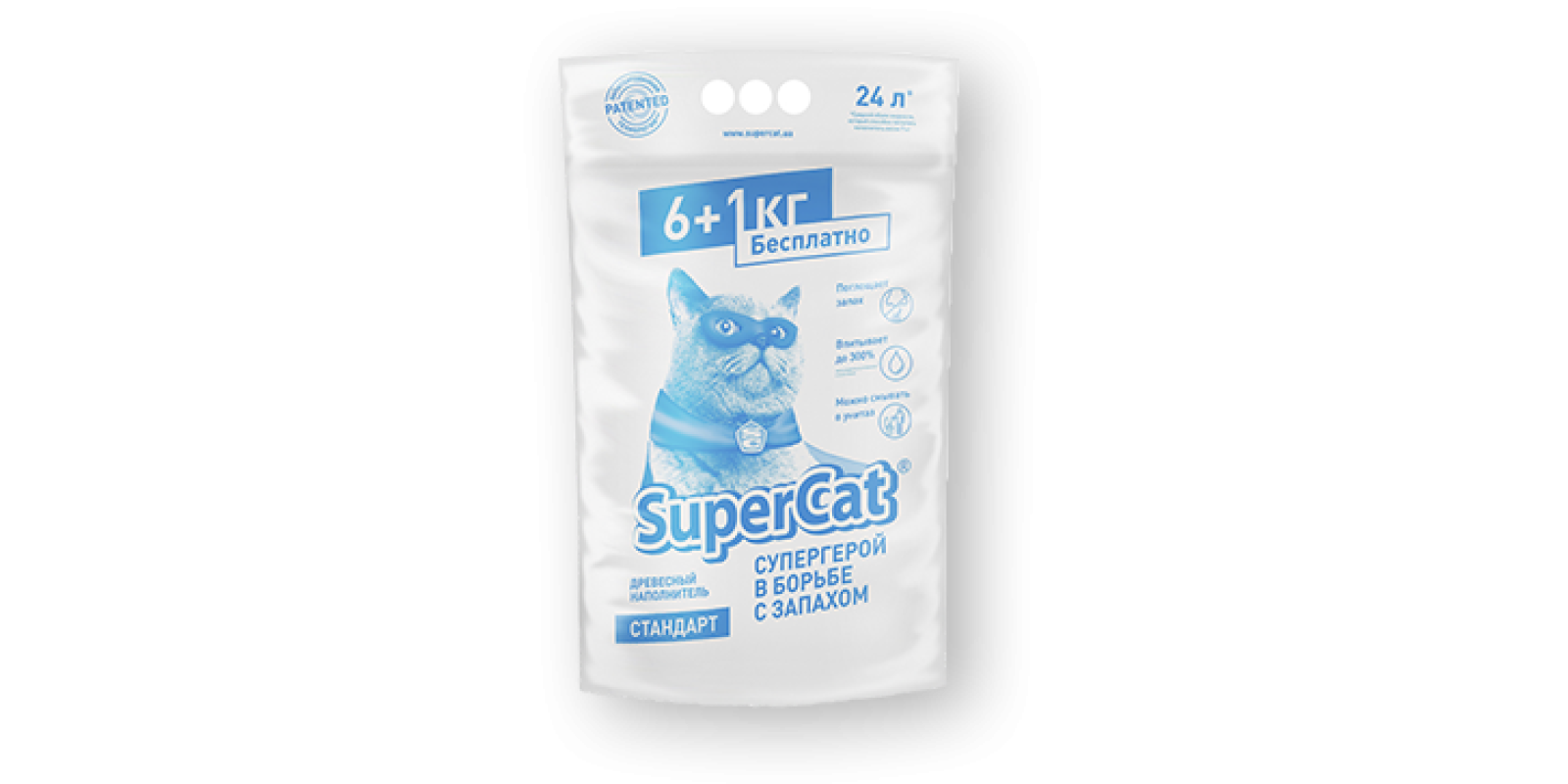 Древесный наполнитель для кошачьего туалета Super Cat Стандарт Белый