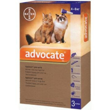Капли на холку от блох, клещей и глистов Bayer Advocate (Байер Адвокат) для кошек от 4 до 8 кг 3 х 0,8 мл