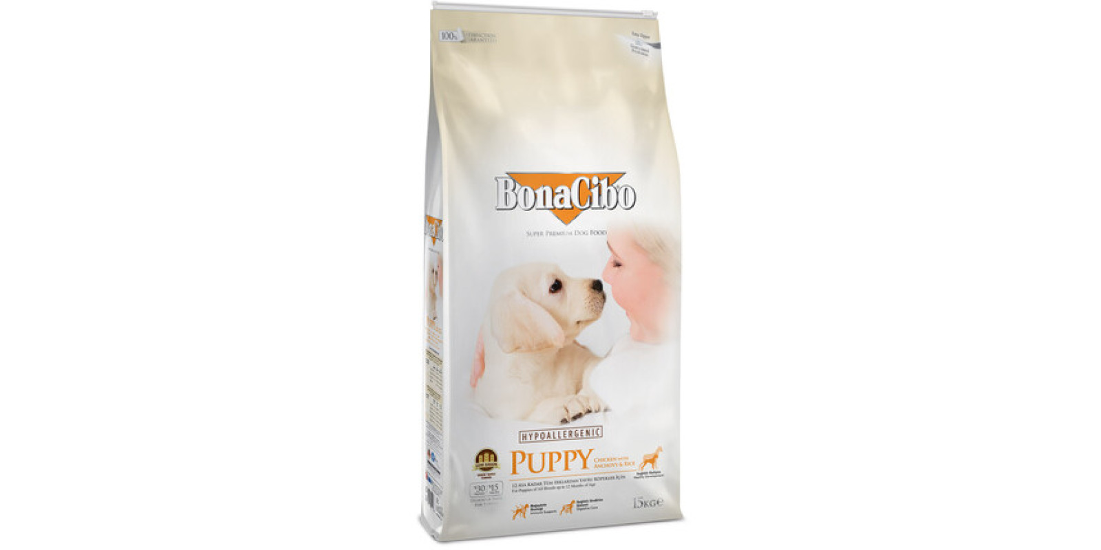Сухий корм для собак BonaCibo Puppy Chicken with Anchovy & Rice (Бонасібо Паппі Курка, Анчоуси та Рис)