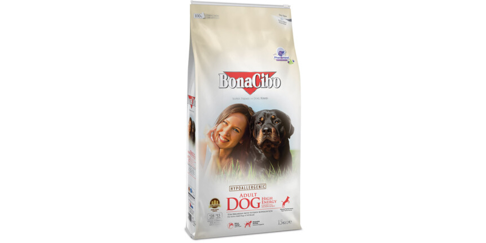 Сухий корм для собак BonaCibo Dog Adult High Energy Chicken with Anchovy & Rice