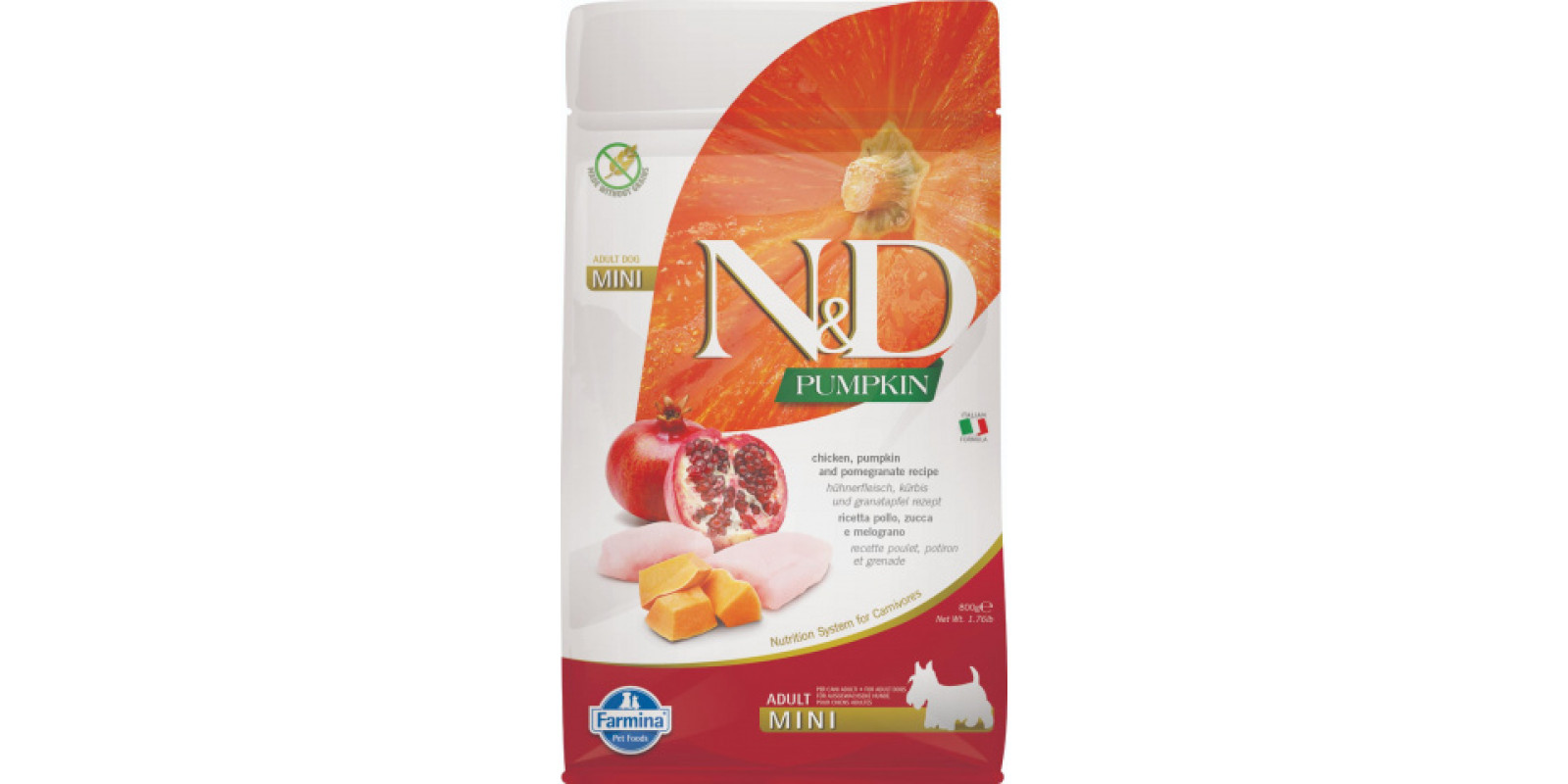 N&D PUMPKIN сухой корм для собак мелких пород, с курицей, тыквой и гранатом, 800г N&D PUMPKIN сухой корм для собак мелких пород, с курицей, тыквой и гранатом, 800г