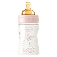  пластиковая бутылочка chicco original touch с латексной соской, 150 мл, от 0 месяцев, медленный поток (розовая) дом, квартира, дача 52508 1