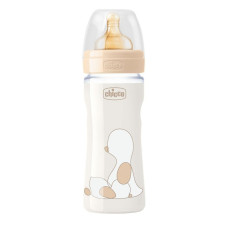  пластиковая бутылочка chicco original touch, 250 мл, соска латексная от 2 месяцев, переменный поток (бежевая) дом, квартира, дача 52511 1