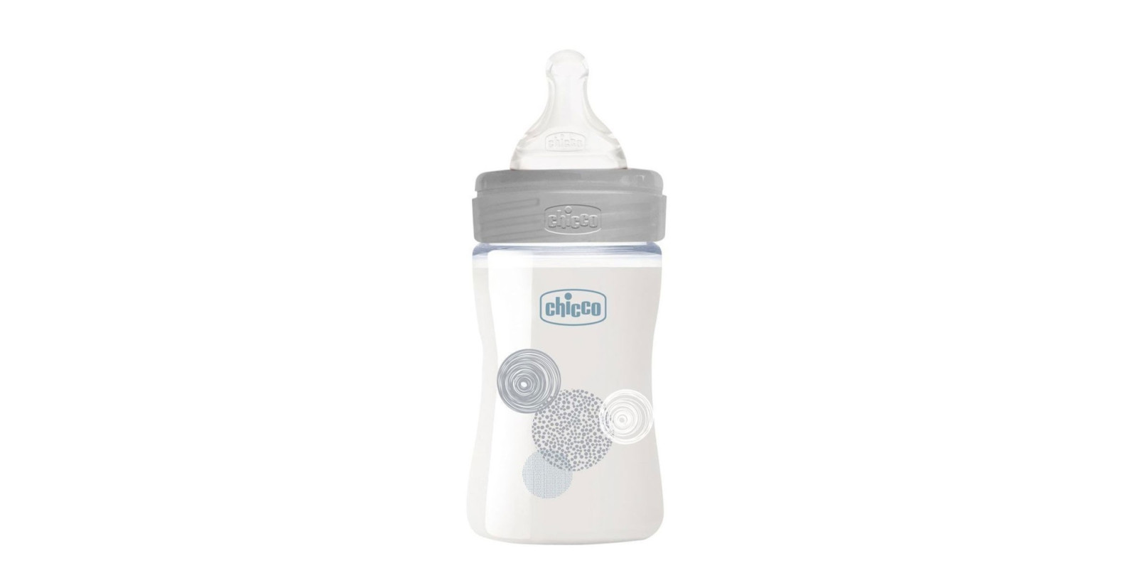 Пляшка скляна Chicco Well-Being 150 мл, соска силіконова, повільний потік від 0 місяців