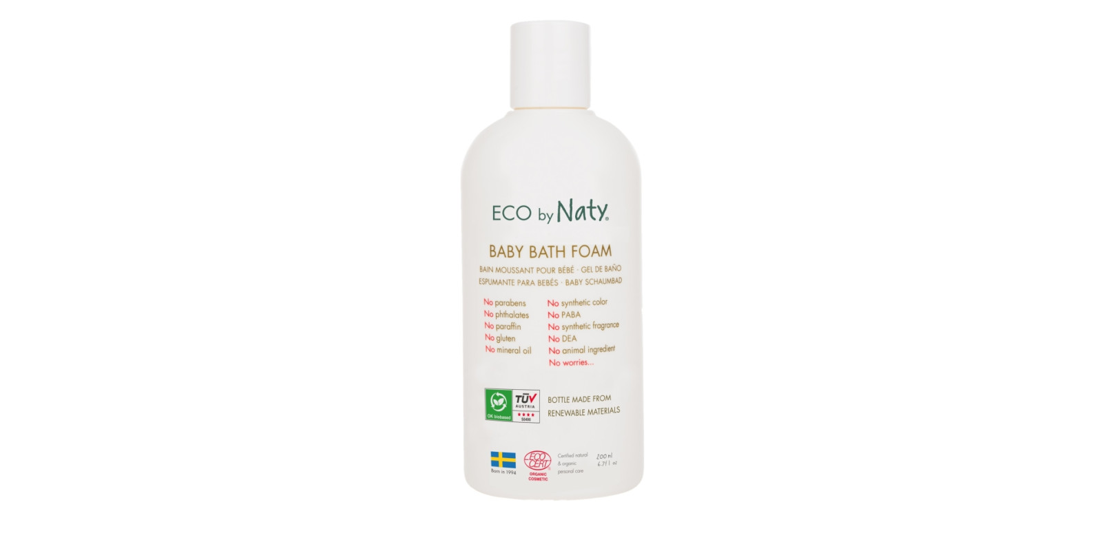 Детская пена для ванн ECO BY NATY 200 мл