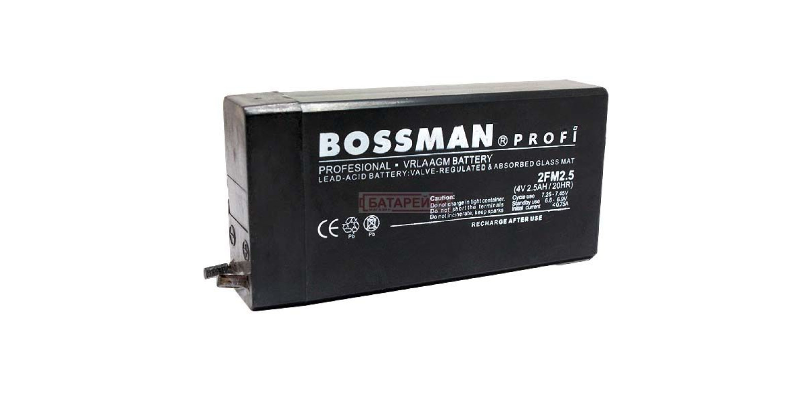4V 2,5A 2FM2,5 Bossman-Profi Акку SLA. 4V 2,5A 2FM2,5 Bossman-Profi Акку SLA.
