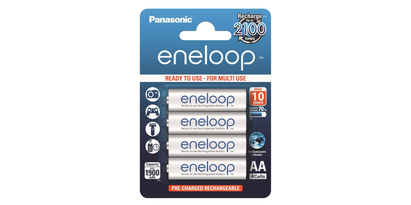 Аккумулятор Panasonic Eneloop AA 1900 4BP mAh NI-MH