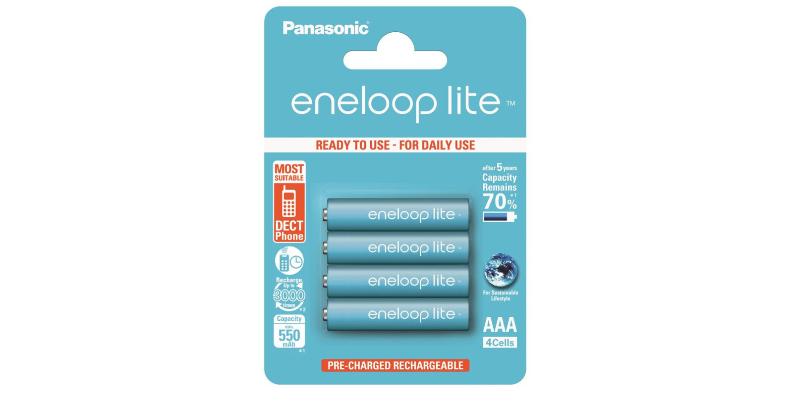 Аккумулятор Panasonic Eneloop Lite AAA 550 4BP mAH NI-MH