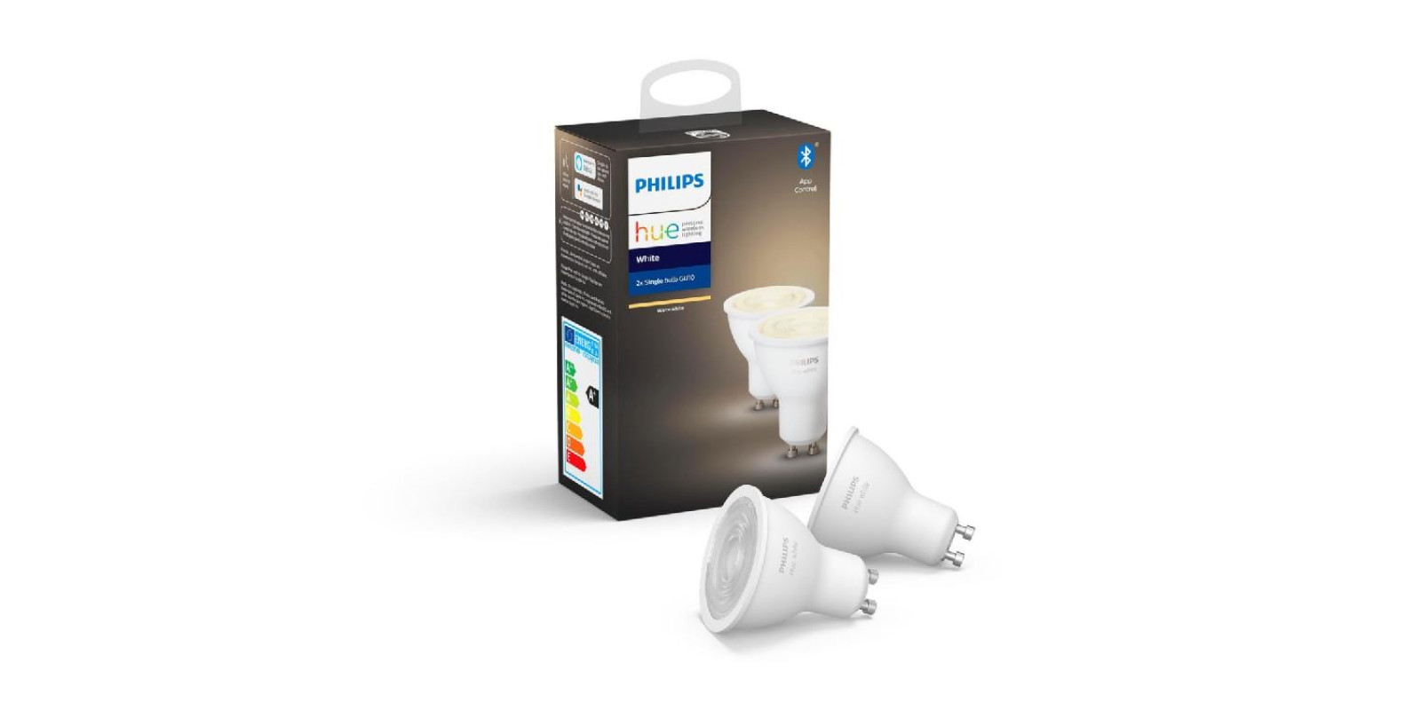 Комплект ламп Philips Hue GU10, 5.2W(57Вт), 2700K, White, Bluetooth, димируемая, 2шт
