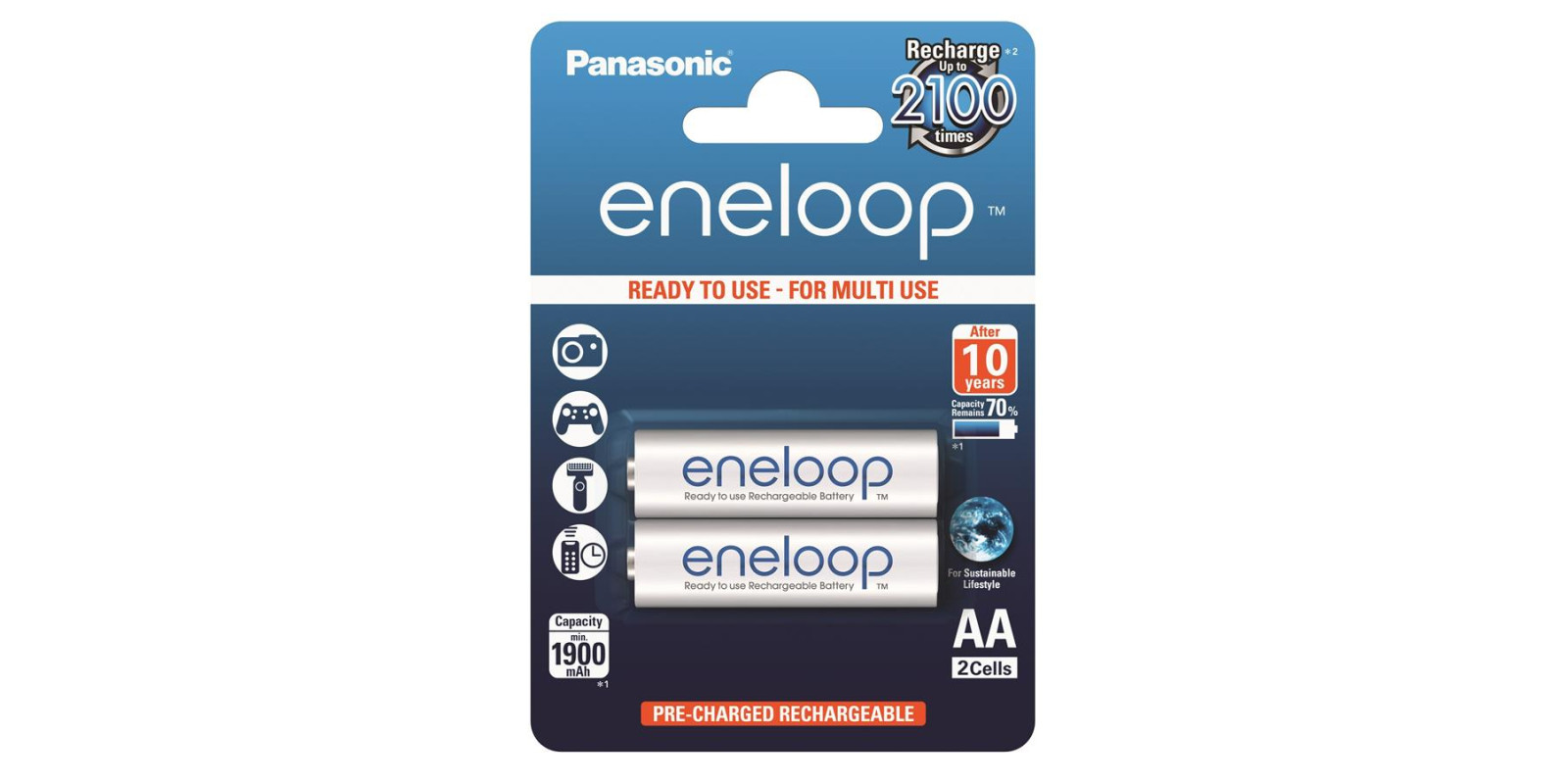 Аккумулятор Panasonic Eneloop AA 1900 2BP mAh NI-MH
