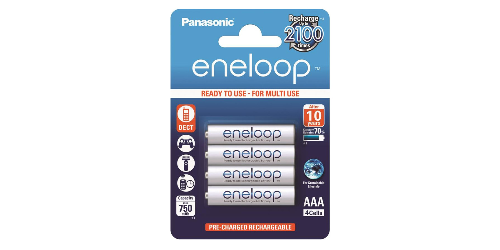 Аккумулятор Panasonic Eneloop AAA 750 4BP mAh NI-MH