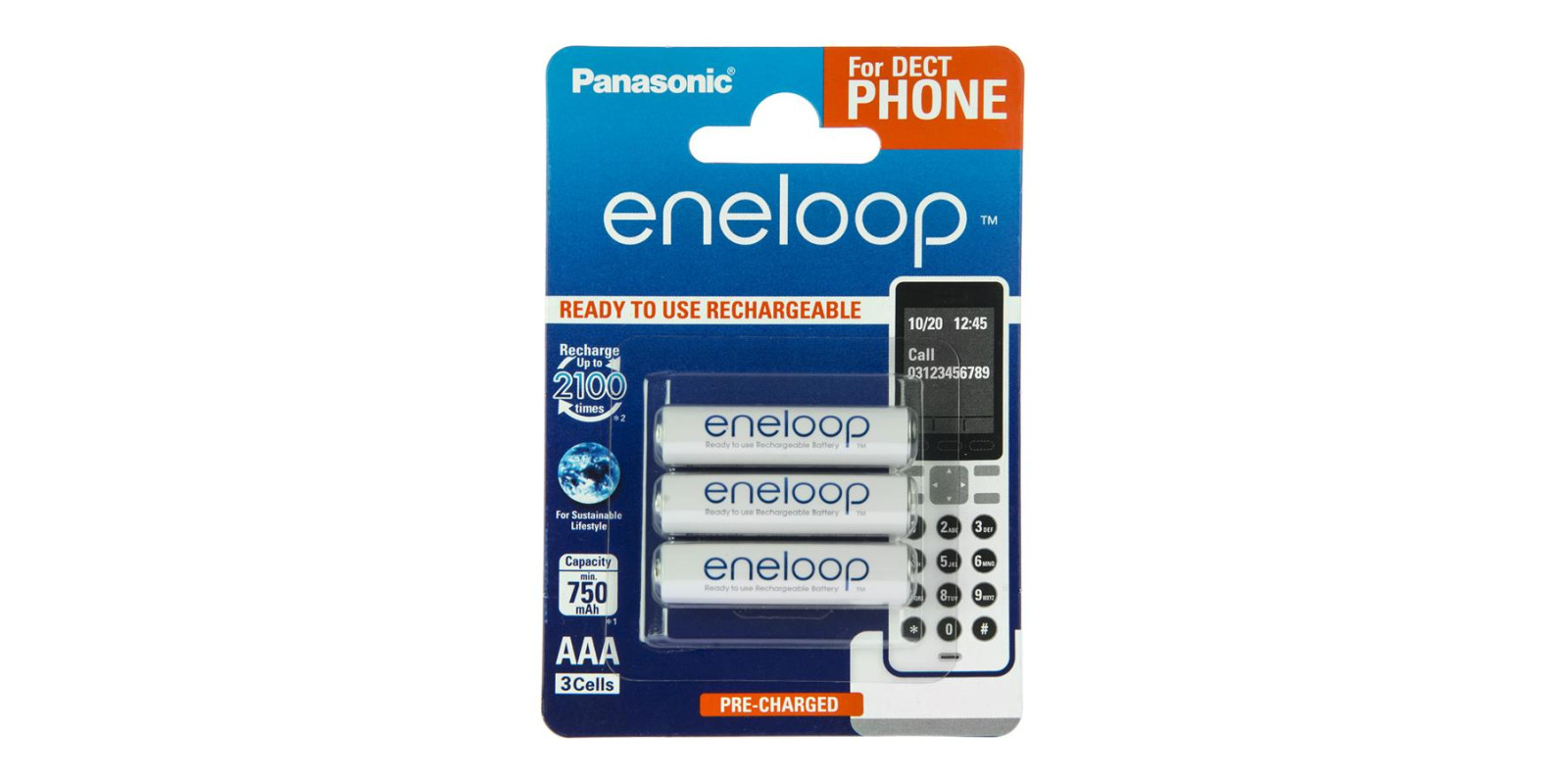 Аккумулятор Panasonic Eneloop AAA 750 3BP mAh NI-MH Dect Series
