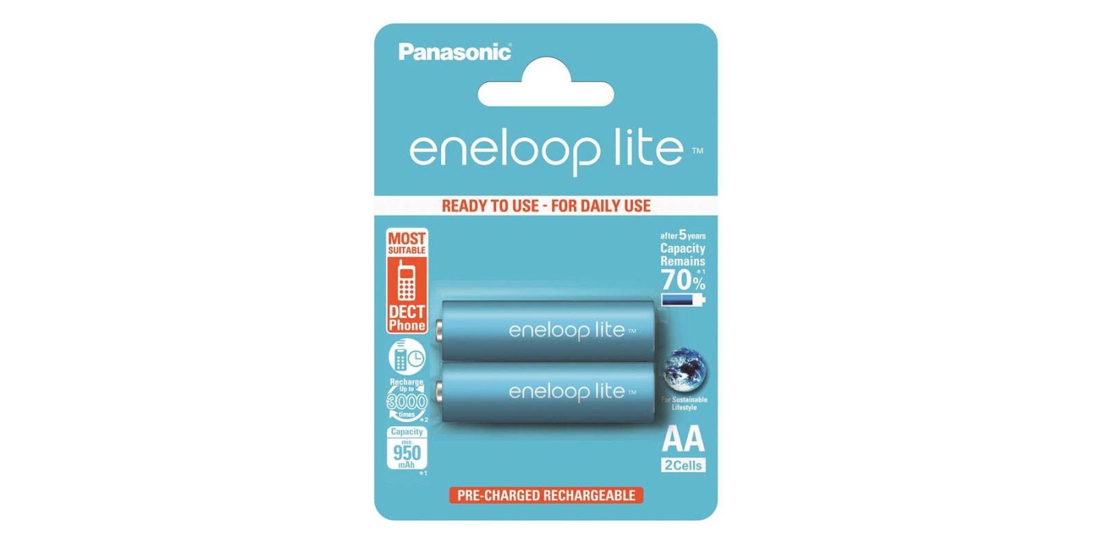 Аккумулятор Panasonic Eneloop Lite AA 950 2BP mAh NI-MH