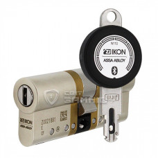  циліндр ikon e-cliq 60 (30*30) нікель сатин ручки на планці з протектором rostex r4 r 85мм (38-55мм) хром полірований 50803 1