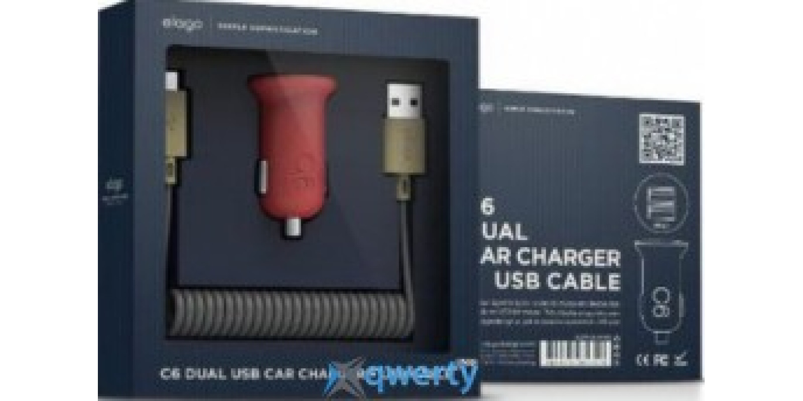 Автомобильный держатель для смартфона Elago Car Charger C6 - Dual USB Black + cable micro USB