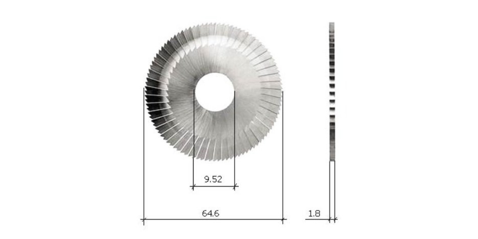 Фреза прямая Silca 64,6х1,8х9,52 с боковой насечкой для Deilta Multicopi D913646ZR SG17