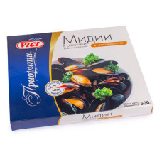 Мідії цілі у раковині в соусі з часником ТМ VICI 500г