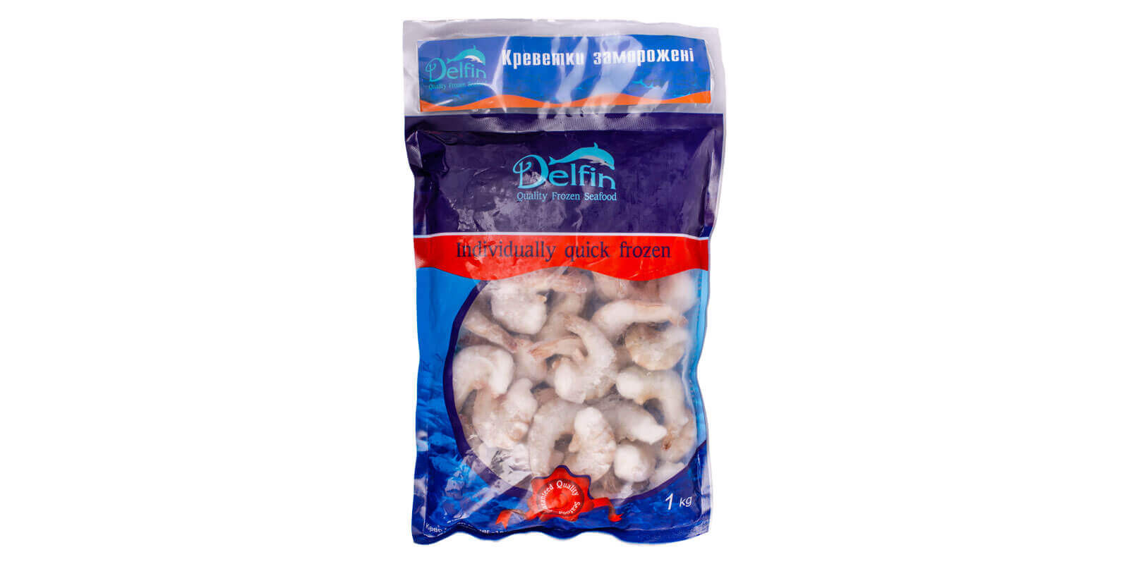 Креветки без головы в панцире Penaeus Vannamei 16/20 ТМ Delfin 1кг