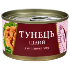 Тунець Fish Line цілий у власному соку 0,185 кг, пак