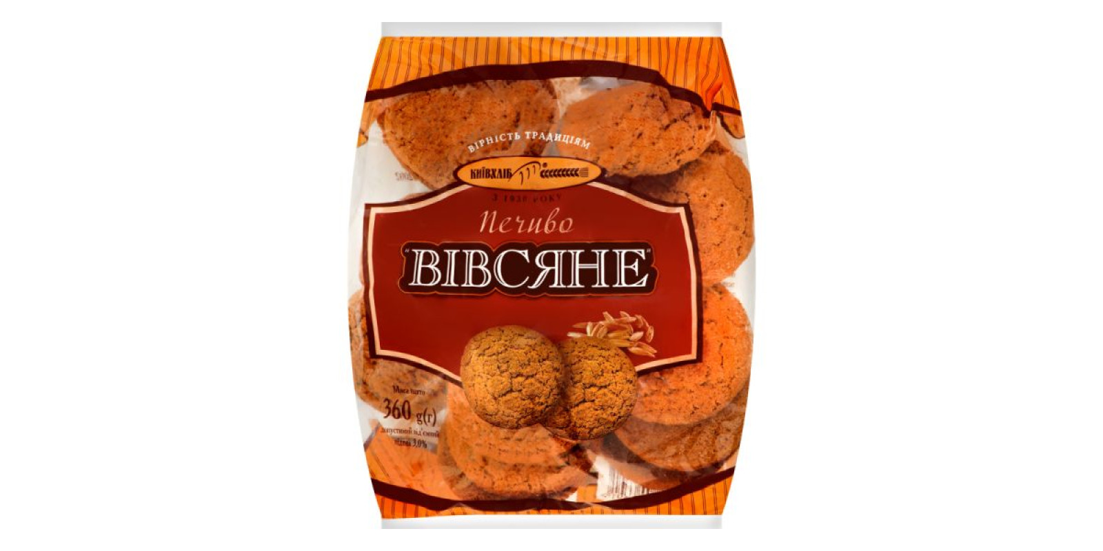 Печиво Київське хліб овсяне Вага: 0,360 кг.
