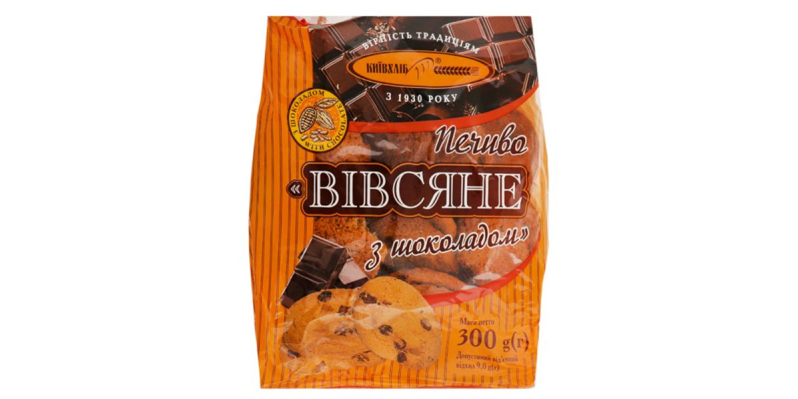 Печенье Киевский хлеб овсяное с шоколадом Вес: 0,300 кг