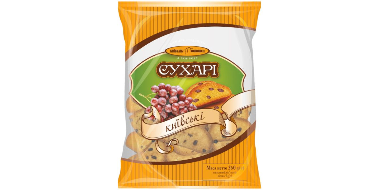 Хлебные сухари Киевского хлеба 0,260 кг, упаковка.