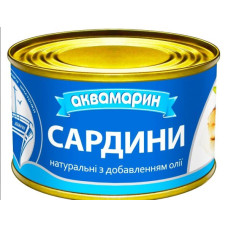 Сардіні АКВАМАРИН натуральні з додаванням олії 0.230 кг, пак Сардіні АКВАМАРИН натуральні з додаванням олії 0.230 кг, пак