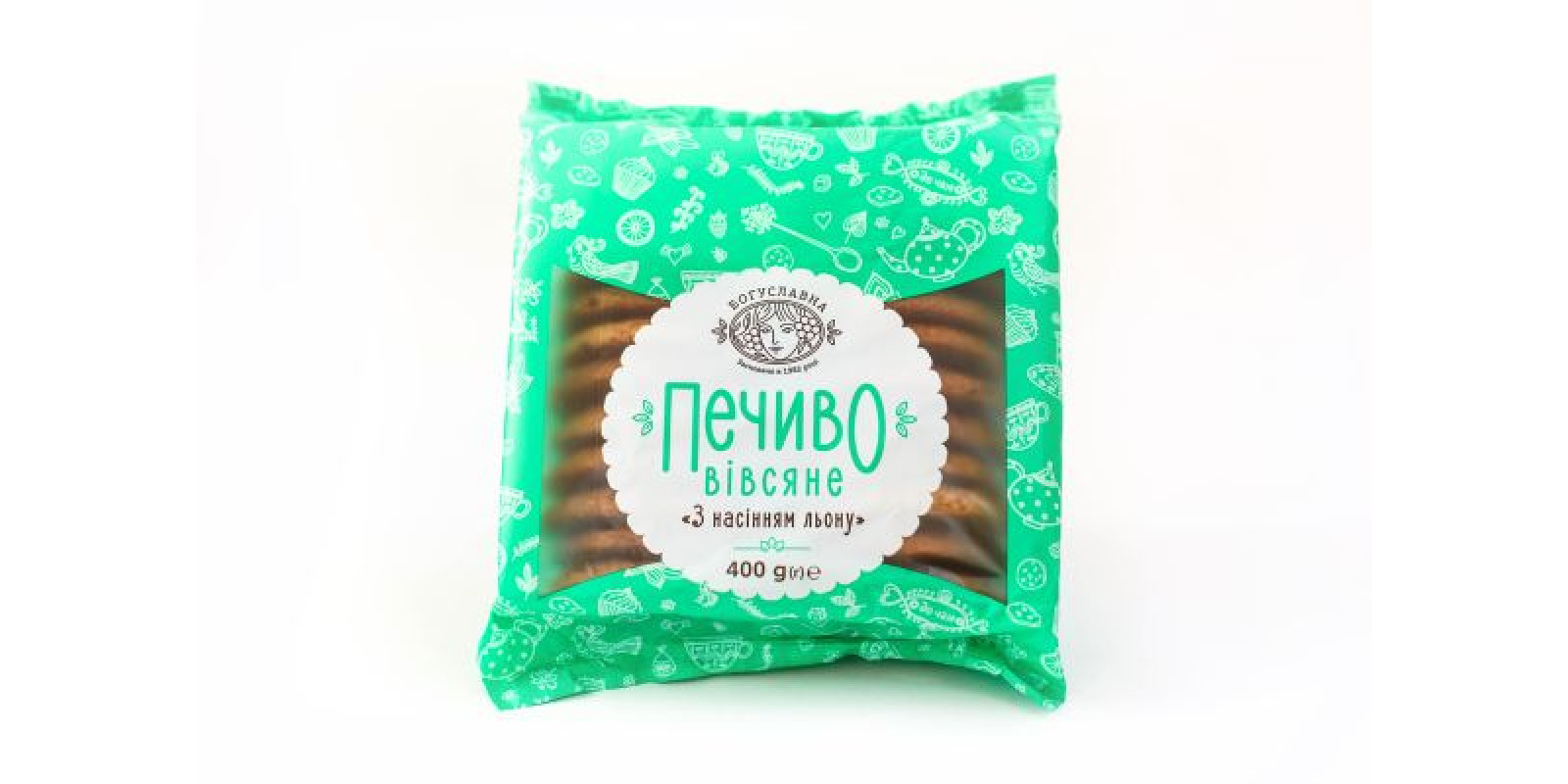 Печенье Богуславна Овсяное с семенами льна Вес: 0.400 кг.